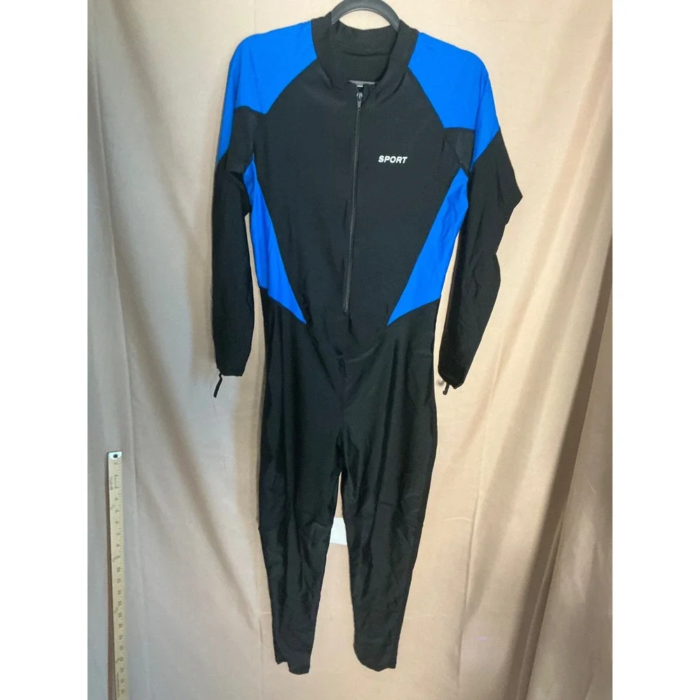 DEHAI Full Body Wetsuit Unisex Large Black Blue 1mm Front Zip Sport Excellent